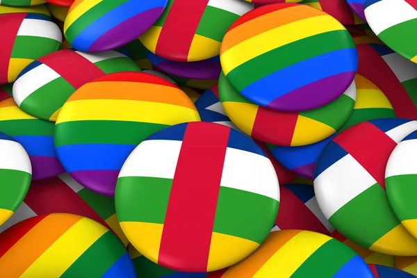 Concepto de Derechos Gay de República Centroafricana - Bandera Centroafricana e Insignias de Orgullo Gay Ilustración 3D —  Fotos de Stock