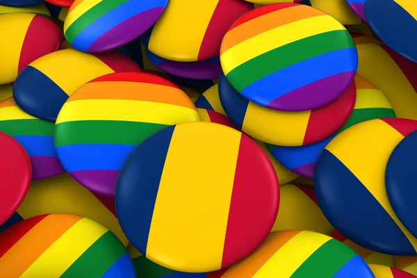 Chad Gay Rights Concept - Chadian Flag and Gay Pride Badges Ilustração 3D — Fotografia de Stock