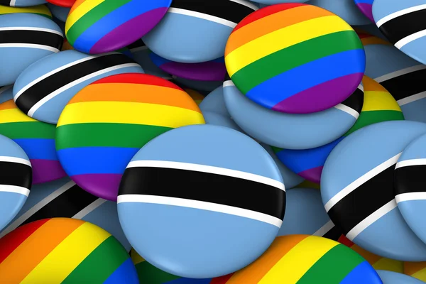 Botswana Gay derechos concepto - Botsuana bandera y Orgullo Gay insignias ilustración 3d —  Fotos de Stock