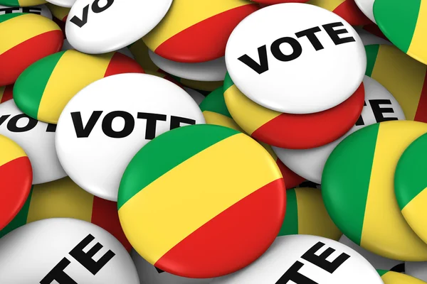 Kongo Seçimleri Kavramı - Kongo Bayrağı ve Oy Rozetleri 3d İllüstrasyon — Stok fotoğraf