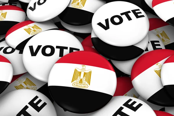 Egypt Elections Concept - Egyptian Flag and Vote Badges 3D Illustration