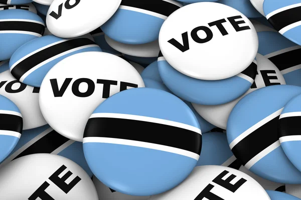 Botswana verkiezingen concept-Botswanan vlag en stem badges 3D illustratie — Stockfoto