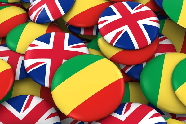 Congo and UK Badges Background - Pile of Congolese and British Flag Buttons 3D Illustration — Stock Photo, Image