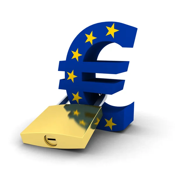 Ekonomisk säkerhetskoncept - igenbommade Eu-flaggan eurosymbolen — Stockfoto