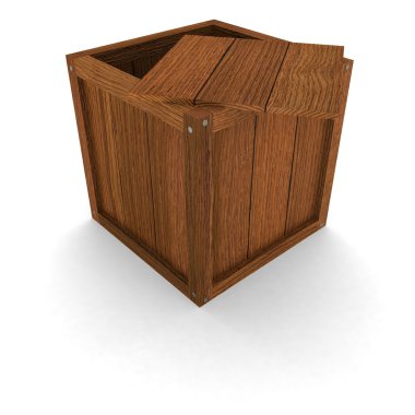 İzole açık ahşap kasa