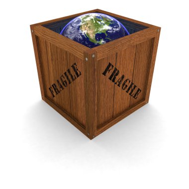 Ahşap kutu kırılgan Earth'te