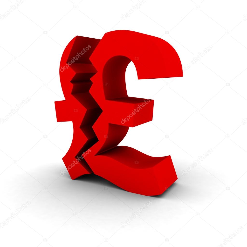 Financial Insecurity Concept - Cracked Pound Symbol