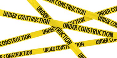 Yellow UNDER CONSTRUCTION Barrier Tape Background Isolated on White clipart