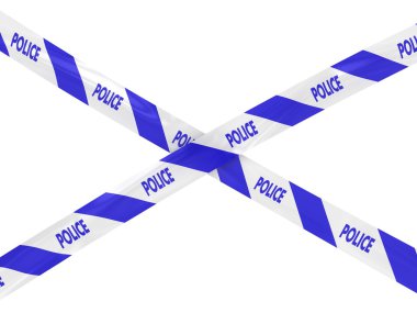Mavi ve beyaz çizgili polis çapraz bant