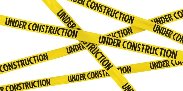 Sarı inşaat bariyer bandı arka plan üzerinde beyaz izole altında