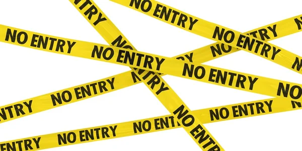 Yellow NO ENTRY Barrier Tape Background Isolated on White — Stock Photo, Image