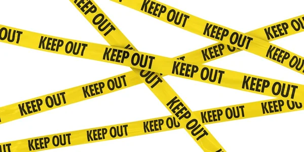 Yellow KEEP OUT Barrier Tape Background Isolated on White — Stock Photo, Image