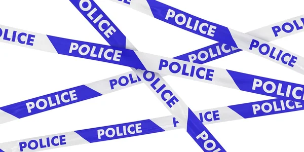 Fundo listrado azul e branco da fita da barreira da polícia — Fotografia de Stock