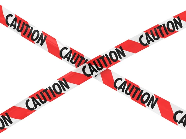 Red and White Striped CAUTION Tape Cross — Stock Photo, Image