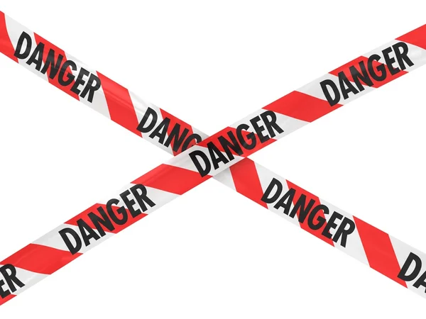 Red and White Striped DANGER Tape Cross — Stock Photo, Image