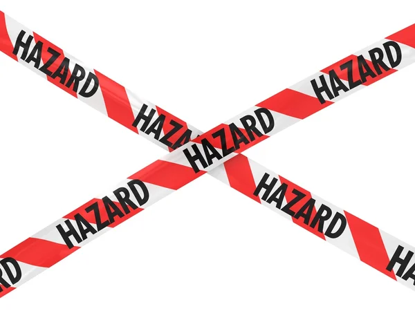 Red and White Striped HAZARD Tape Cross — Stock Photo, Image