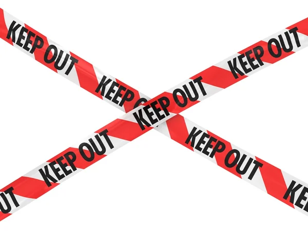 Red and White Striped KEEP OUT Tape Cross — Stock Photo, Image