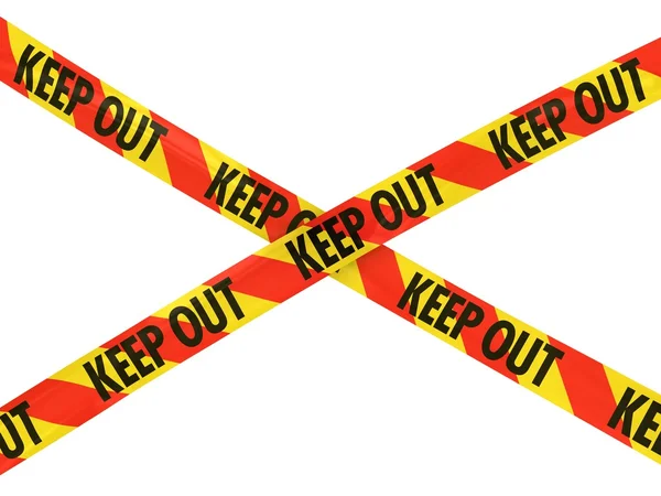 Red and Yellow Striped KEEP OUT Tape Cross — Stock Photo, Image