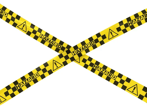 Contrassegno esclamativo Contrassegno Checkered Hazard Tape Cross — Foto Stock