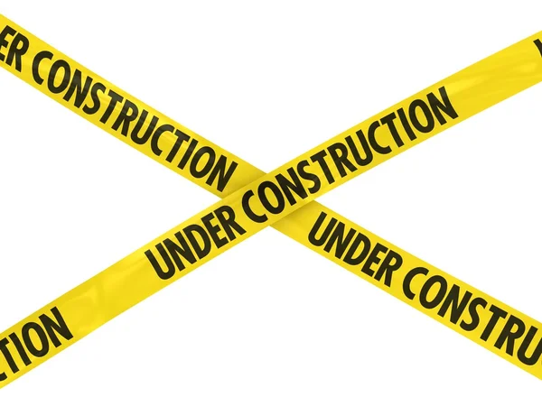 Yellow and Black UNDER CONSTRUCTION Tape Cross — Stock Photo, Image