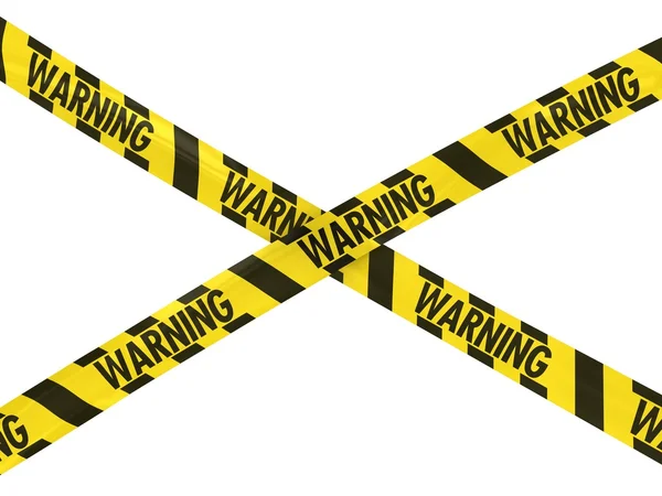 Yellow and Black Hazard Stripes WARNING Tape Cross — Stock Photo, Image