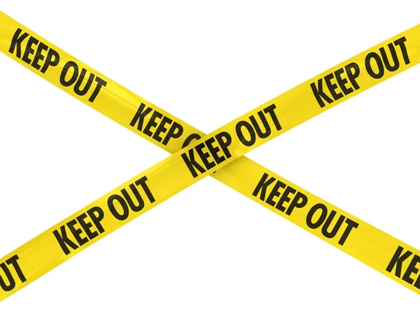 Yellow and Black KEEP OUT Tape Cross — Stock Photo, Image