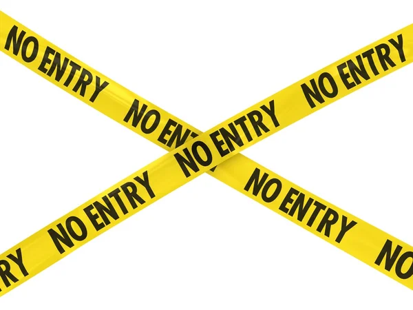 Amarelo e preto NO ENTRY Tape Cross — Fotografia de Stock