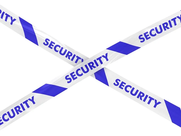 Blauw en wit gestreept veiligheid Tape Kruis — Stockfoto