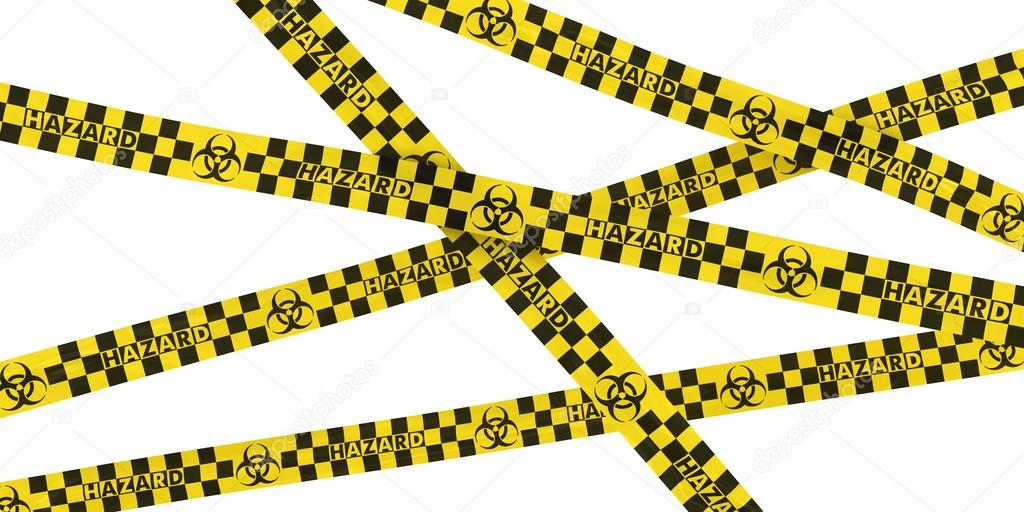 Biohazard Symbol Checkered Yellow and Black Barrier Tape Background