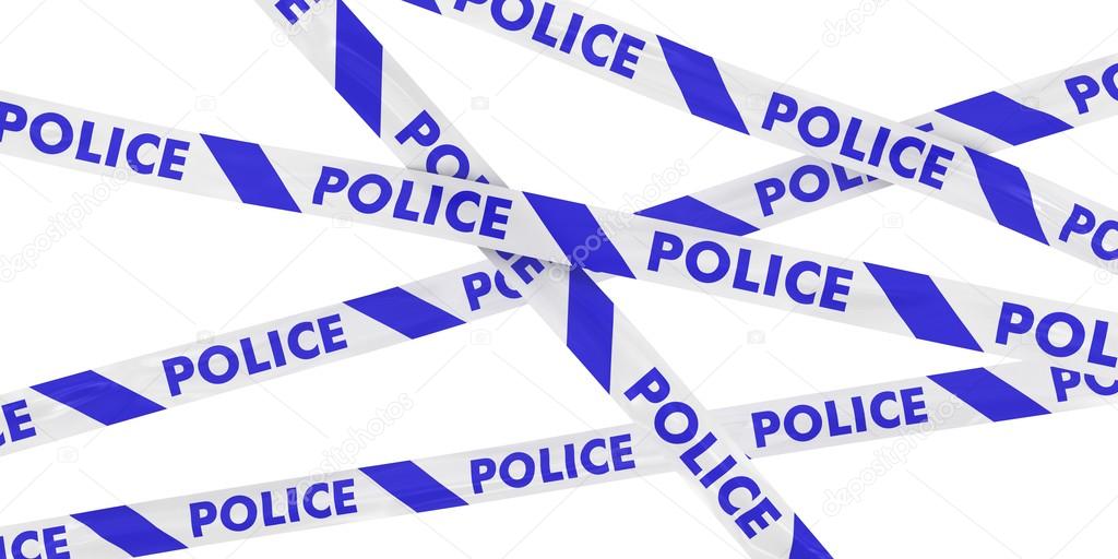 Police Barrier Tape Background Isolated on White