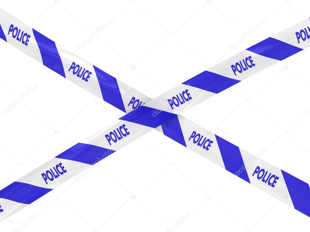 Blue and White Striped Police Tape Cross