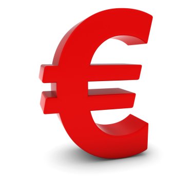Kırmızı gölge beyaz zemin üzerine izole 3d Euro simgesini