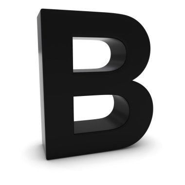 3D büyük harf B izole gölgeler ile beyaz üzerine siyah
