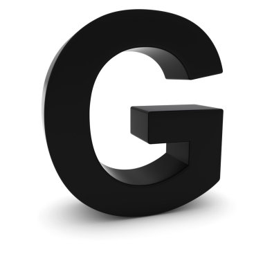 3D büyük harf harf G izole gölgeler ile beyaz üzerine siyah