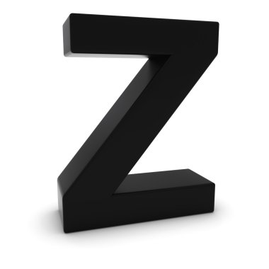 3D büyük harf harf Z izole gölgeler ile beyaz üzerine siyah