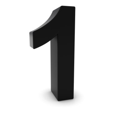 3D bir numara izole gölgeler ile beyaz üzerine siyah