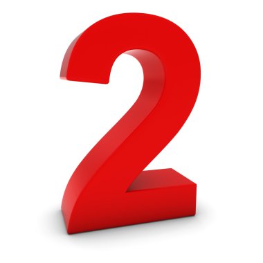 Kırmızı 3d numarası iki izole beyaz gölgeler
