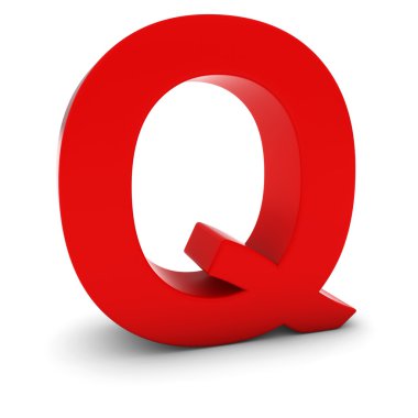 Kırmızı 3d büyük harf harf Q izole beyaz gölgeler