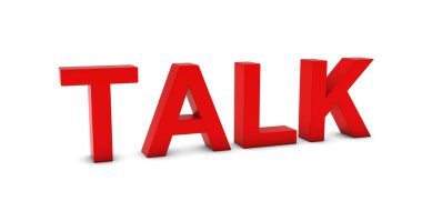 Kırmızı konuşmak 3d metin üzerinde beyaz gölgeler izole