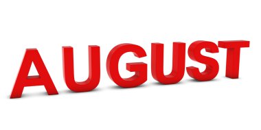 Ağustos kırmızı üzerine beyaz izole 3d ay metin