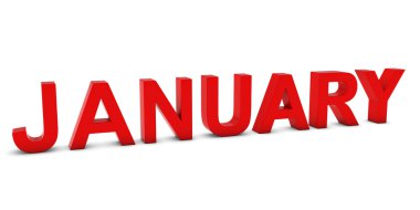 Ocak kırmızı üzerine beyaz izole 3d ay metin