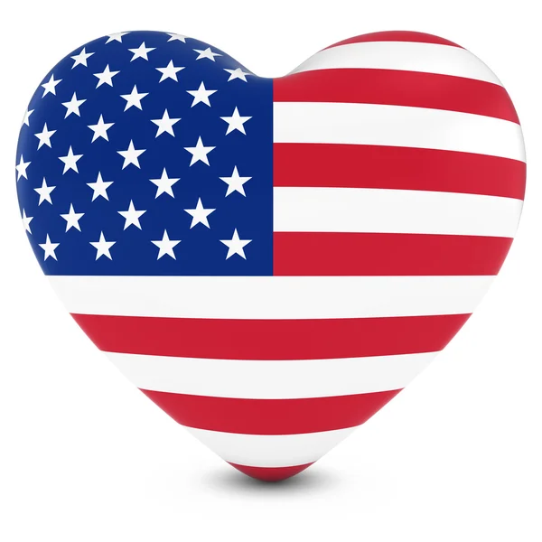 Hou van Amerika Concept beeld - hart getextureerde met ons vlag — Stockfoto
