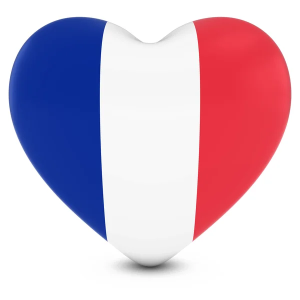 Εικόνα έννοια Γαλλία αγάπη - καρδιά υφής με γαλλική σημαία — Φωτογραφία Αρχείου