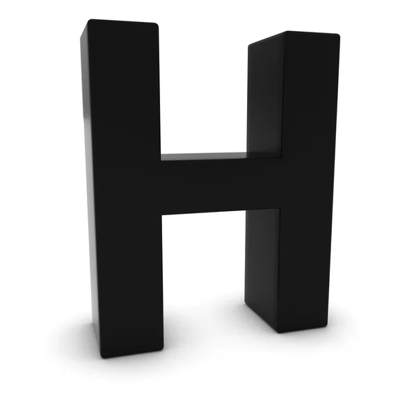 Zwart 3d hoofdletters Letter H geïsoleerd op wit met schaduwen — Stockfoto