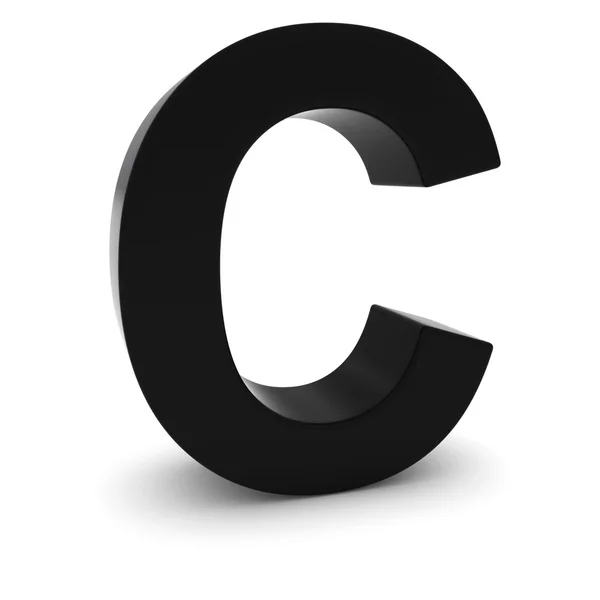 Zwart 3d hoofdletters Letter C geïsoleerd op wit met schaduwen — Stockfoto