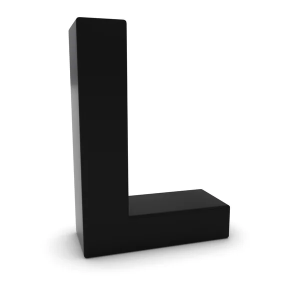 Zwart 3d hoofdletters Letter L geïsoleerd op wit met schaduwen — Stockfoto