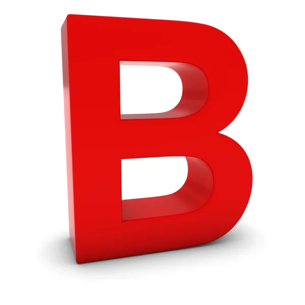 Κόκκινο 3d κεφαλαίο γράμμα B απομονωθεί σε λευκό με σκιές — Φωτογραφία Αρχείου