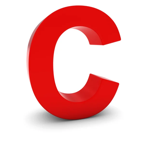 Red 3d hoofdletters Letter C geïsoleerd op wit met schaduwen — Stockfoto