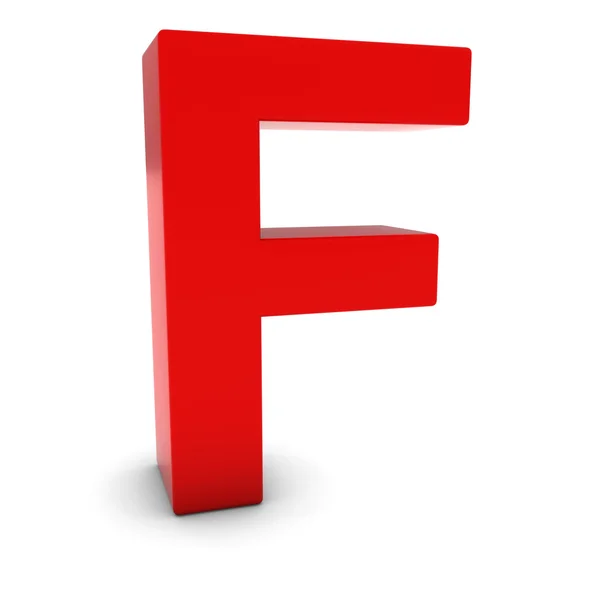 Kırmızı 3d büyük harf harf F izole beyaz gölgeler — Stok fotoğraf