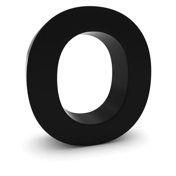 Black 3D Uppercase Letter O Isolated on white with shadows — Stock Photo, Image